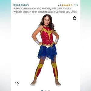 GUC: kids Wonder Woman  costume. Size 5-7 *missing one of the arm bands